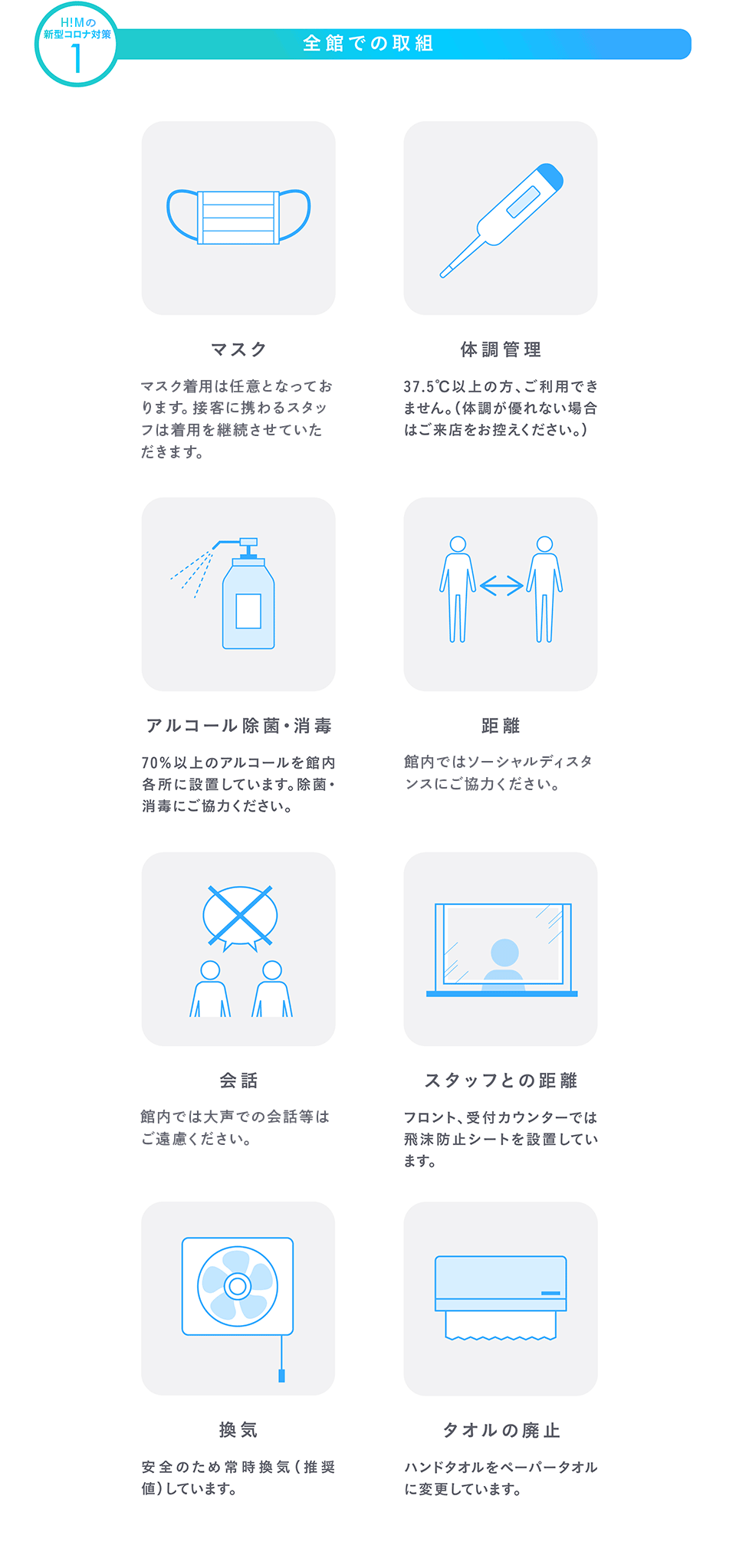 H!Mの新型コロナ対策1 全館での取組
